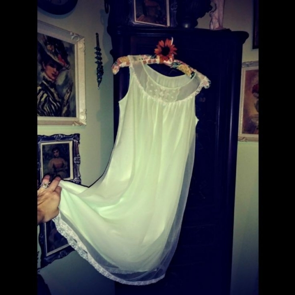 🍏 A Sweetly Mint Lace Orchard Nightgown – Vintage Pastel Dream - Picture 6 of 8